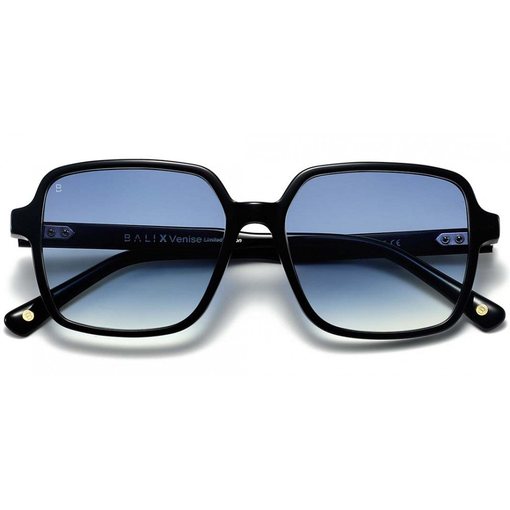 Lunettes de soleil Bali Eyewear X Venise, monture noire, verres bleus – vue 3